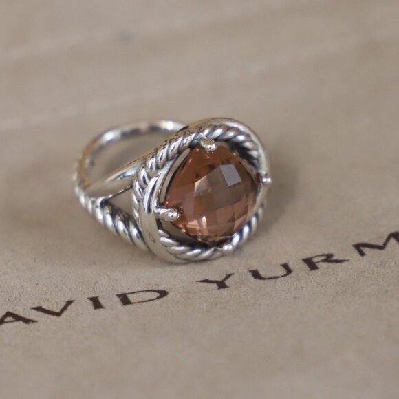 David Yurman Sterling Silver 11mm Infinity Ring with Morganite size 8 - Picture 2 of 7